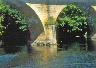 6 - La couleur de la surface de l’eau de la Dordogne en été : vert très foncé à cause de la végétation très dense sur ses berges. Juillet 2002.